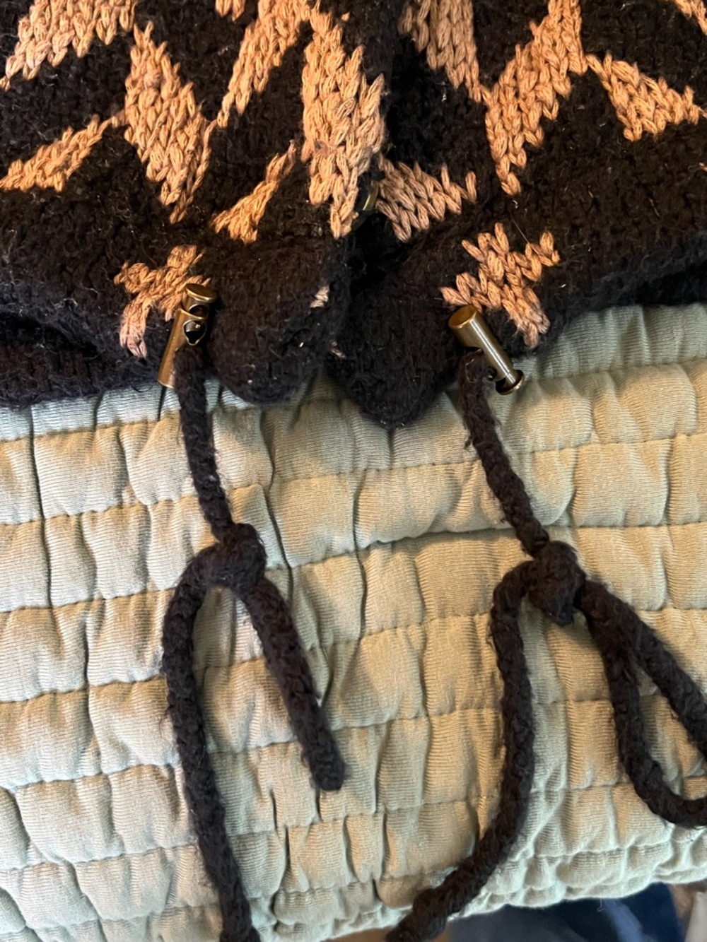 Free People Black, Cream & Brown Patterned Shawl Collar Cardigan - Picture 5 of 9